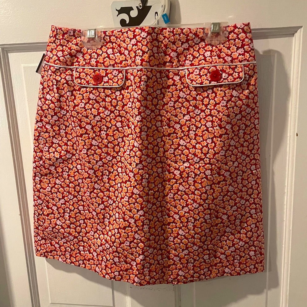 FAIRWAY & GREENE Women's Skort Red Floral Pockets Golf Tennis Size 2
